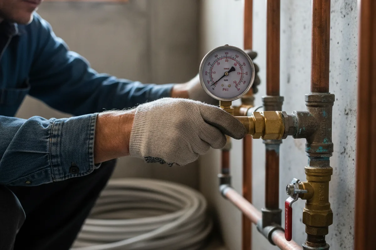Pressure testing a repaired line during Water Line Repair in Glenrock